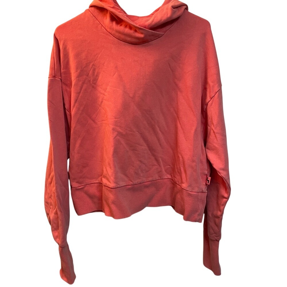 JoyLab Womens Cropped‎ Hoodie Coral Pink French Terry Sweatshirt Size M